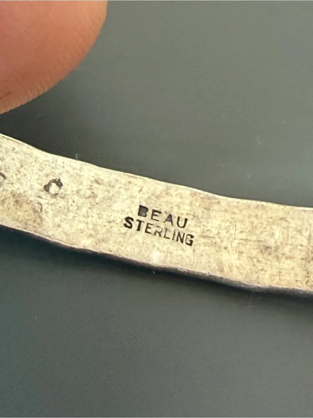 Beau Sterling Floral Rose Bangle Bracelet Vintage Etched Hingeless Slip-On